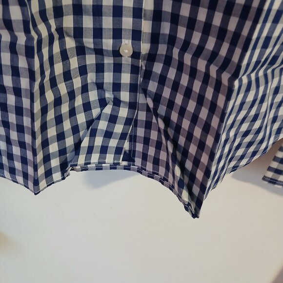 Untuckit Belleza Women's Button Up Long Sleeve Blue Gingham Shirt SZ 4 - Picture 3 of 7